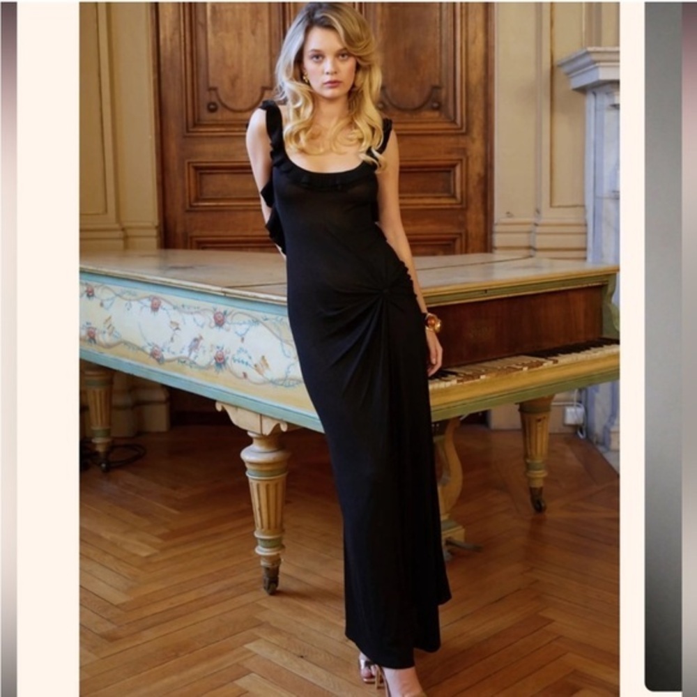 NWT Asta Resort Dress Elise Backless Ruffle Maxi in Black